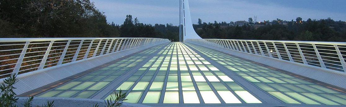The Sundial Bridge at Turtle Bay, Redding, California at dusk